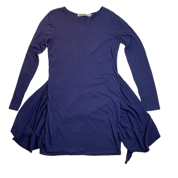 Michael Stars Navy Faux Wrap Tie Waist long sleeve Tee Dress - Picture 3 of 9